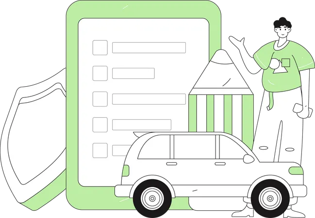 Man takes new insurance  Illustration