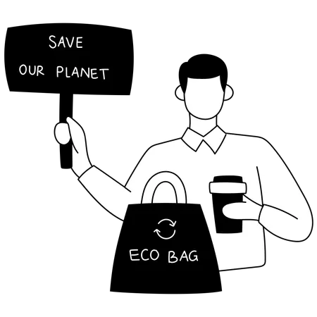 Man takes part in go green campaign  Illustration