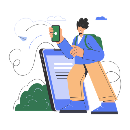 Man takes travel insurance  Illustration