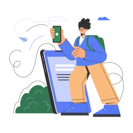 Man takes travel insurance  Illustration