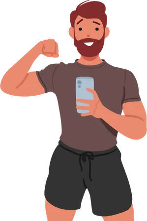 Man Taking A Gym Selfie  Illustration