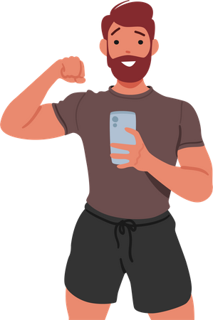 Man Taking A Gym Selfie  Illustration