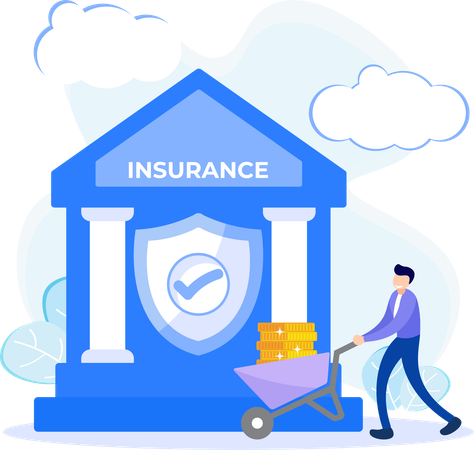 Man taking bank insurance  Illustration