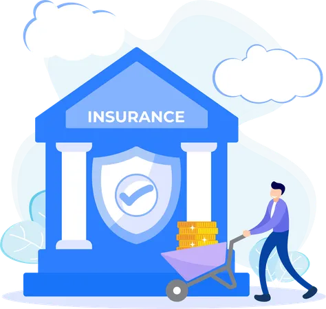 Man taking bank insurance  Illustration