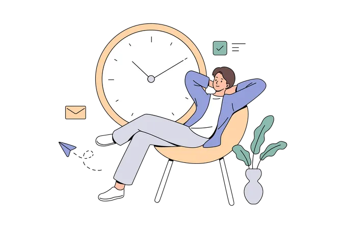 Man taking break from working hours  Illustration