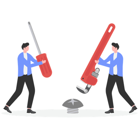 Man taking business decision right or wrong  Illustration