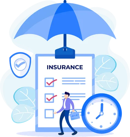 Man taking business insurance  Illustration