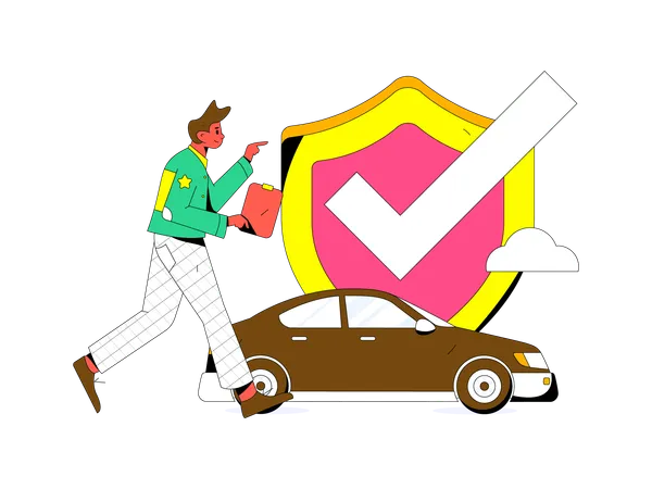 Man taking car insurance  Illustration