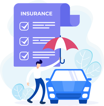 Man taking car insurance  Illustration