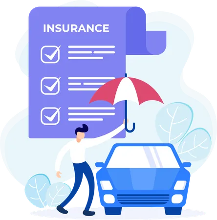 Man taking car insurance  Illustration