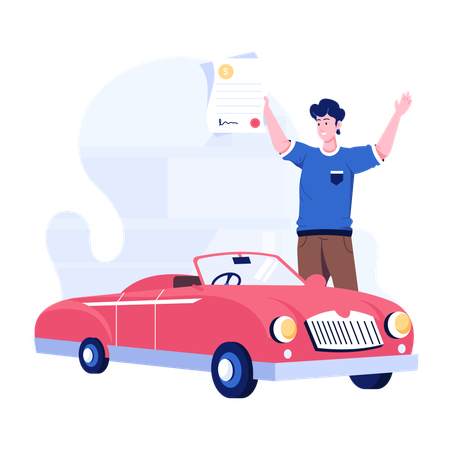 Man taking car loan  Illustration