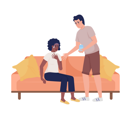 Man taking care of crying woman  Illustration