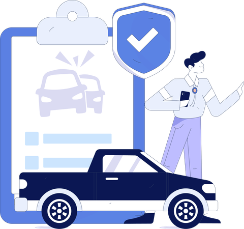 Man taking Claim car insurance  Illustration