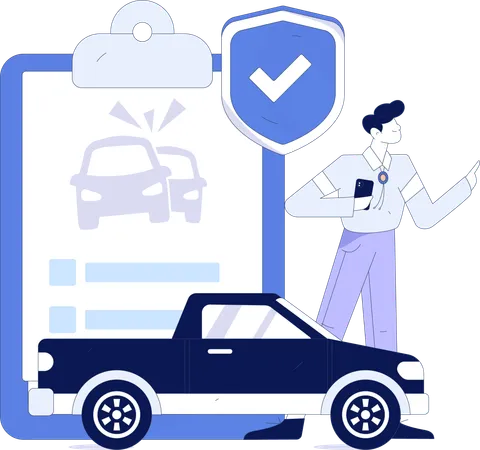 Man taking Claim car insurance  Illustration