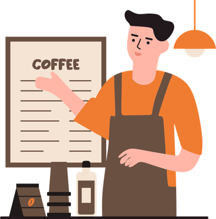 Man taking Coffee Knowledge  Illustration