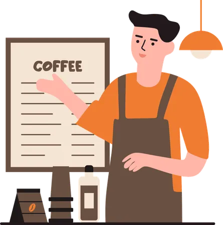 Man taking Coffee Knowledge  Illustration