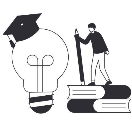 Man taking Creative Education  イラスト