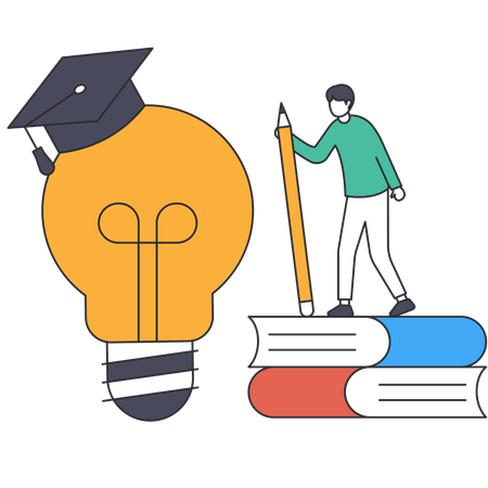 Man taking Creative Education  イラスト