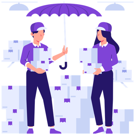 Man taking delivery insurance  Illustration