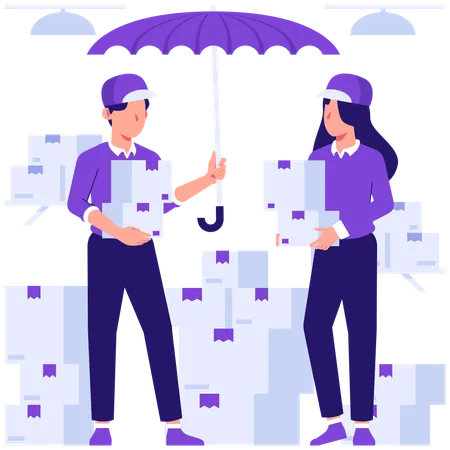 Man taking delivery insurance  Illustration