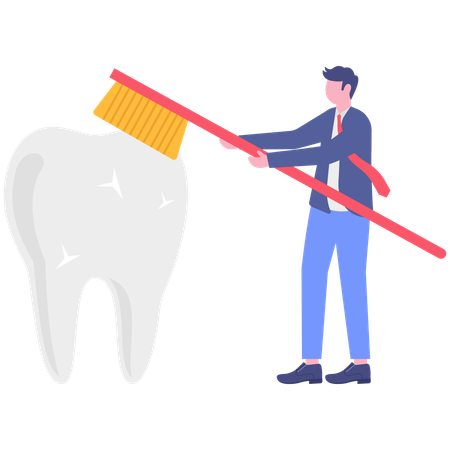 Man taking dental care  Illustration
