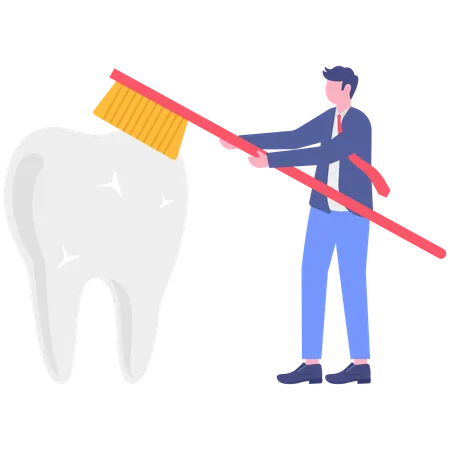 Man taking dental care  Illustration