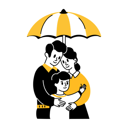 Man taking family security  Illustration
