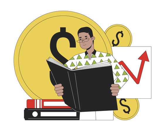 Man taking Financial education  Illustration