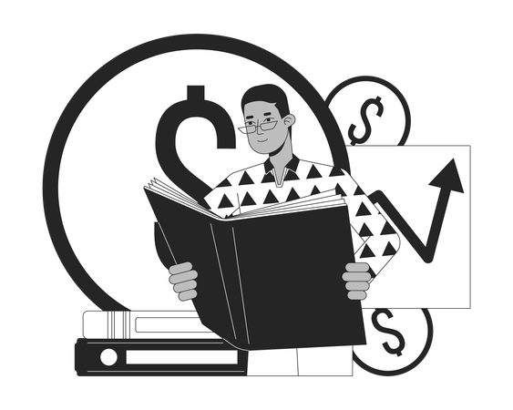 Man taking Financial education  Illustration