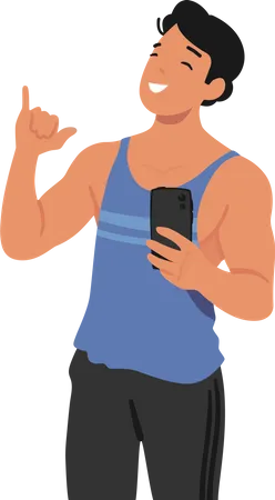 Man Taking Gym Selfie  Illustration