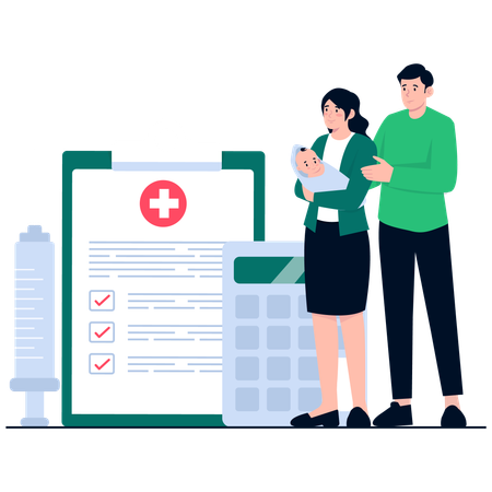 Man taking health insurance for Newborn baby  Illustration