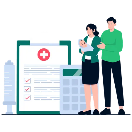 Man taking health insurance for Newborn baby  Illustration