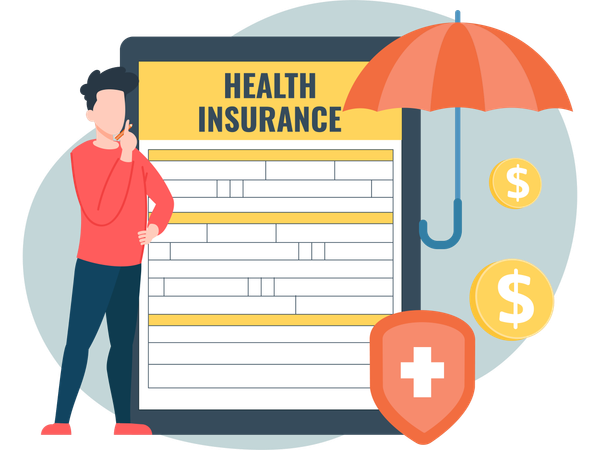 Man taking health insurance  Illustration