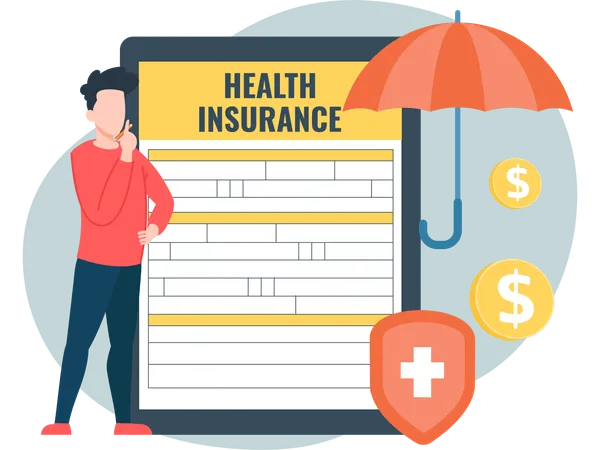 Man taking health insurance  Illustration