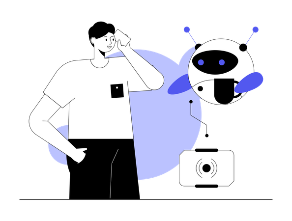 Man taking help of Humanoid  Illustration