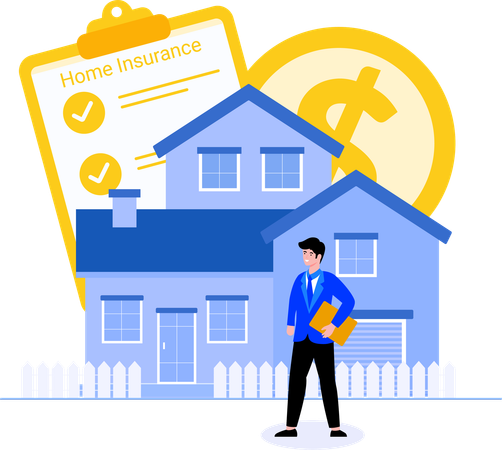 Man taking Home Insurance  Illustration