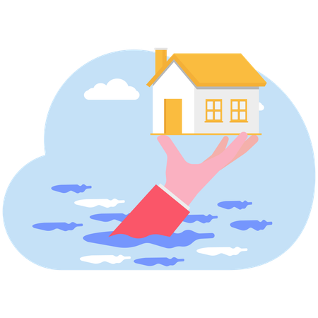 住宅保険に加入している男性  イラスト