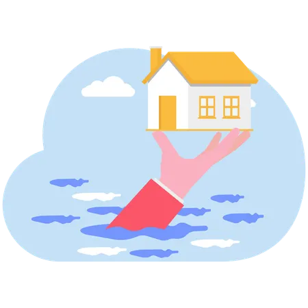 住宅保険に加入している男性  イラスト
