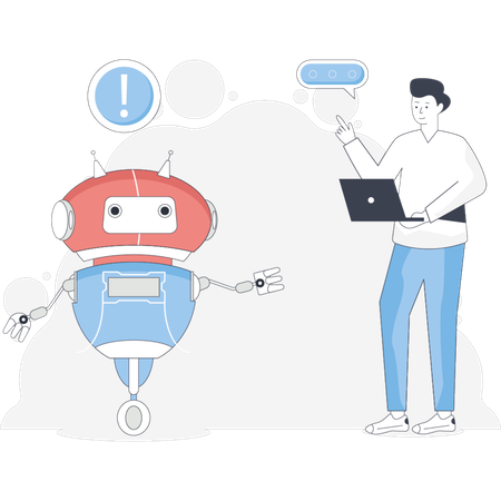 Man taking lesson to robotic  Illustration