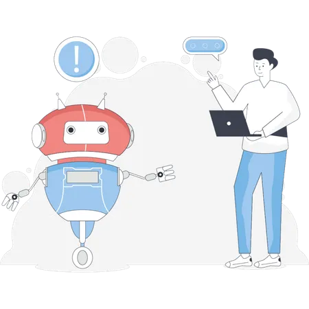 Man taking lesson to robotic  Illustration