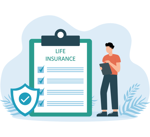 Man taking life insurance  Illustration