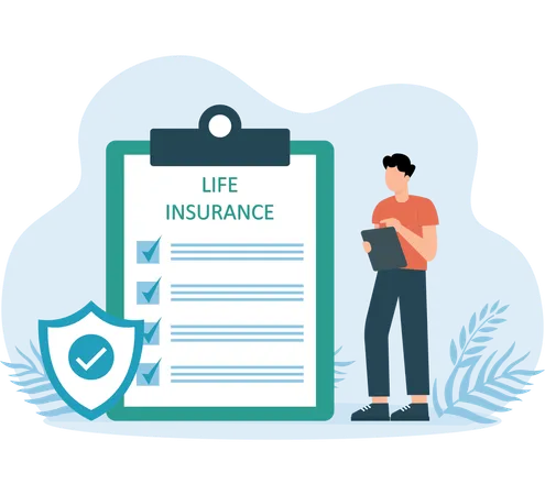 Man taking life insurance  Illustration