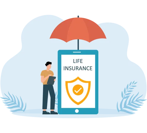 Man taking life insurance  Illustration