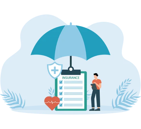 Man taking medical insurance  Illustration