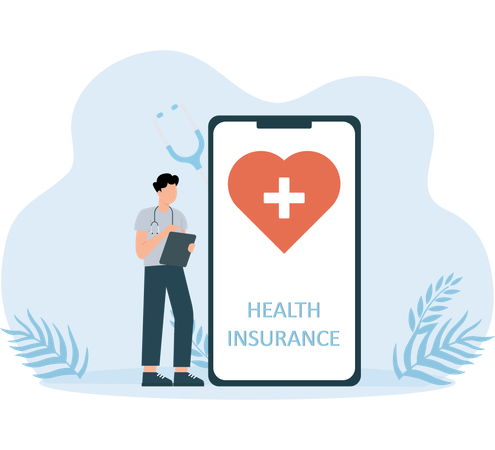 Man taking medical insurance  Illustration