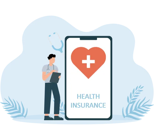 Man taking medical insurance  Illustration