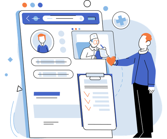 Man taking medical policy  Illustration