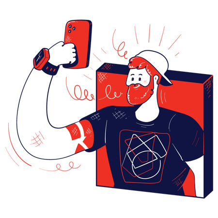Man taking mobile selfie  Illustration
