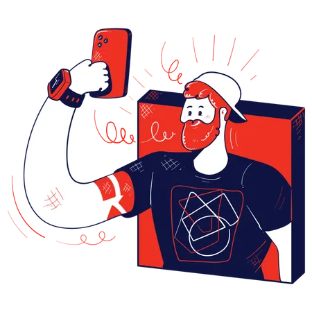 Man taking mobile selfie  Illustration