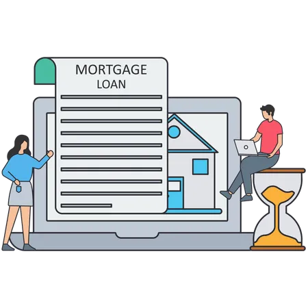 Man taking mortgage loan  Illustration